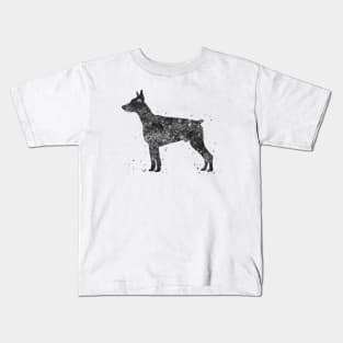 doberman pinscher dog black and white art Kids T-Shirt